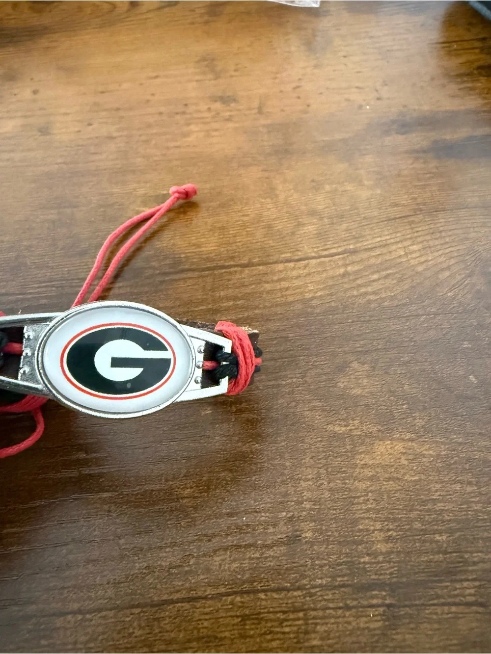Georgia bulldogs Leather Cord Bracelet with Red Accent and Team Emblem